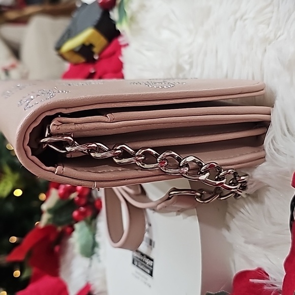 BETSEY JOHNSON BLUSH n SILVER RHINESTONE BOWS BETSEY JOHNSON CROSSBODY / WALLET - Picture 3 of 7